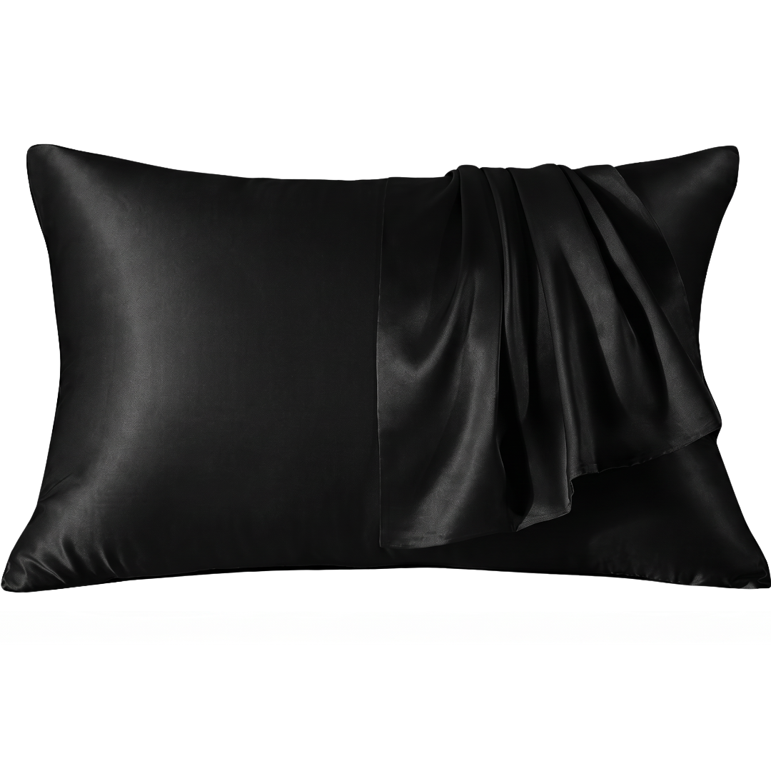 Silk Pillow Case - 22 momme - Black - Standard 45x70cm (Zipper) - Image 3