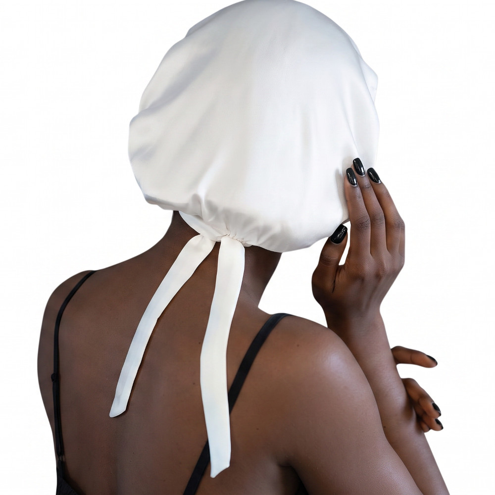 Adjustable Hair Bonnet with Tie - 22 Momme - Mulberry Silk - Image 4